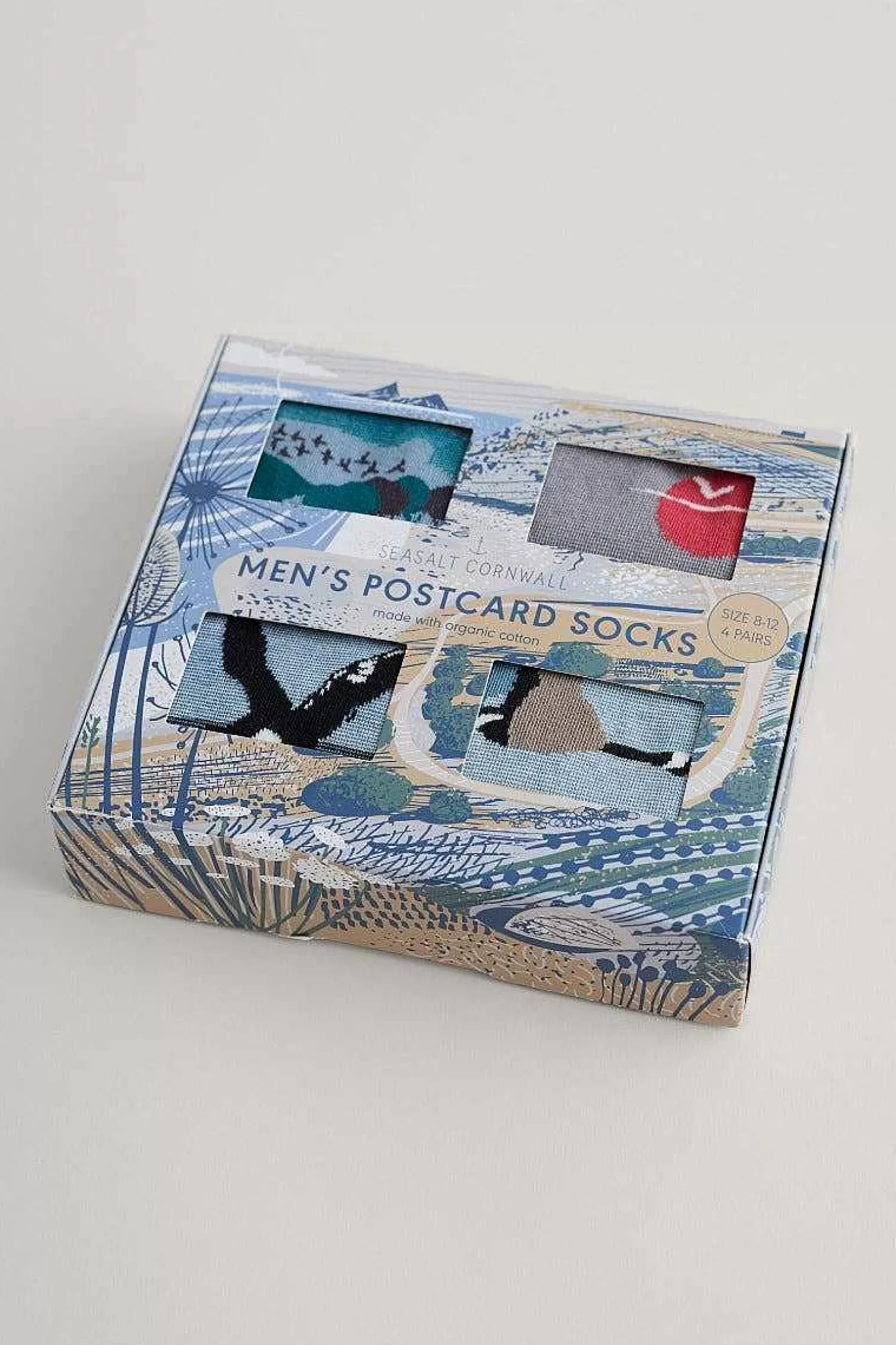 Men Seasalt Cornwall Box Of 4 Men'S Postcard Socks