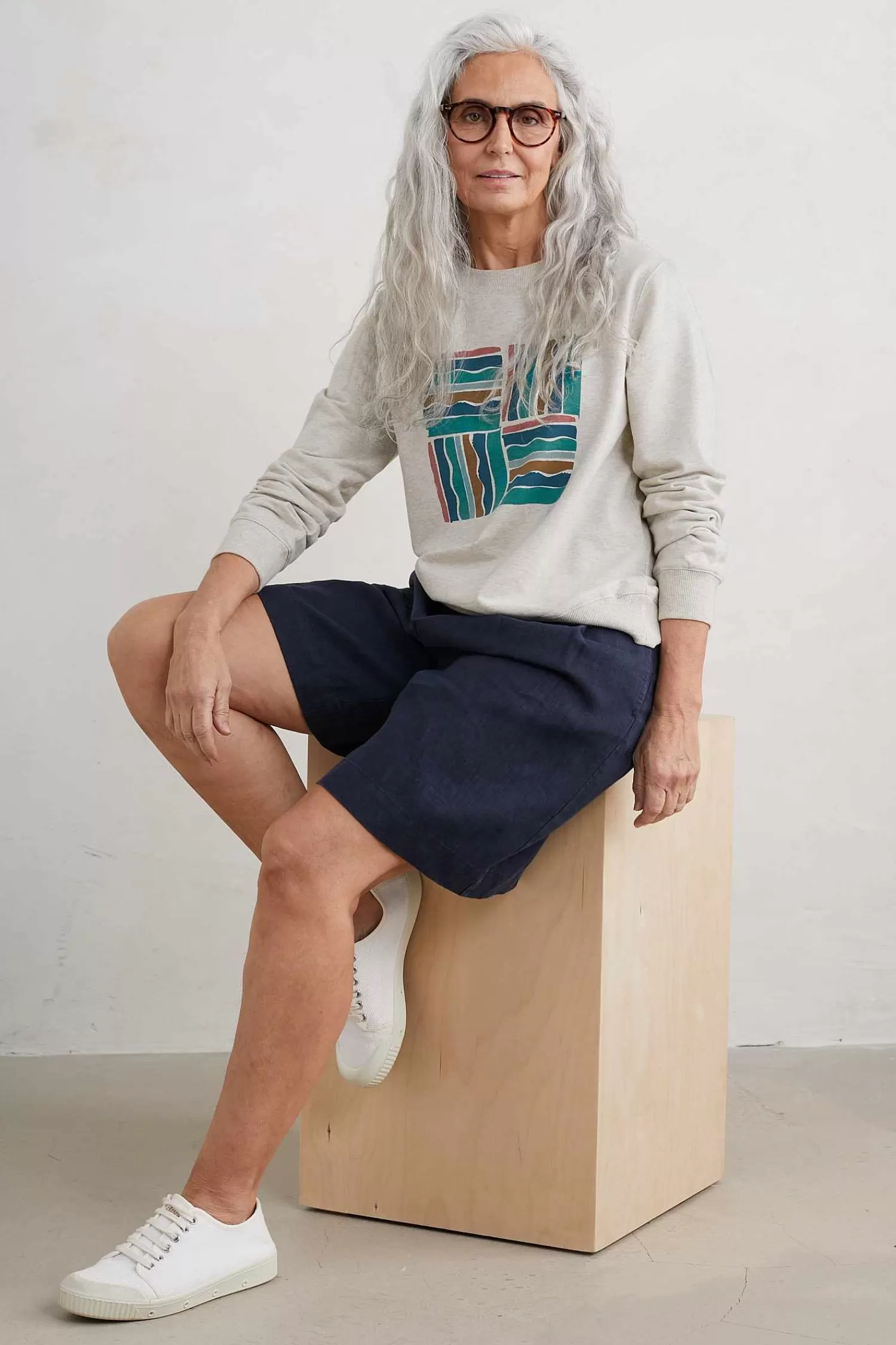 Women Seasalt Cornwall Bright Wave Printed Organic Cotton Sweatshirt