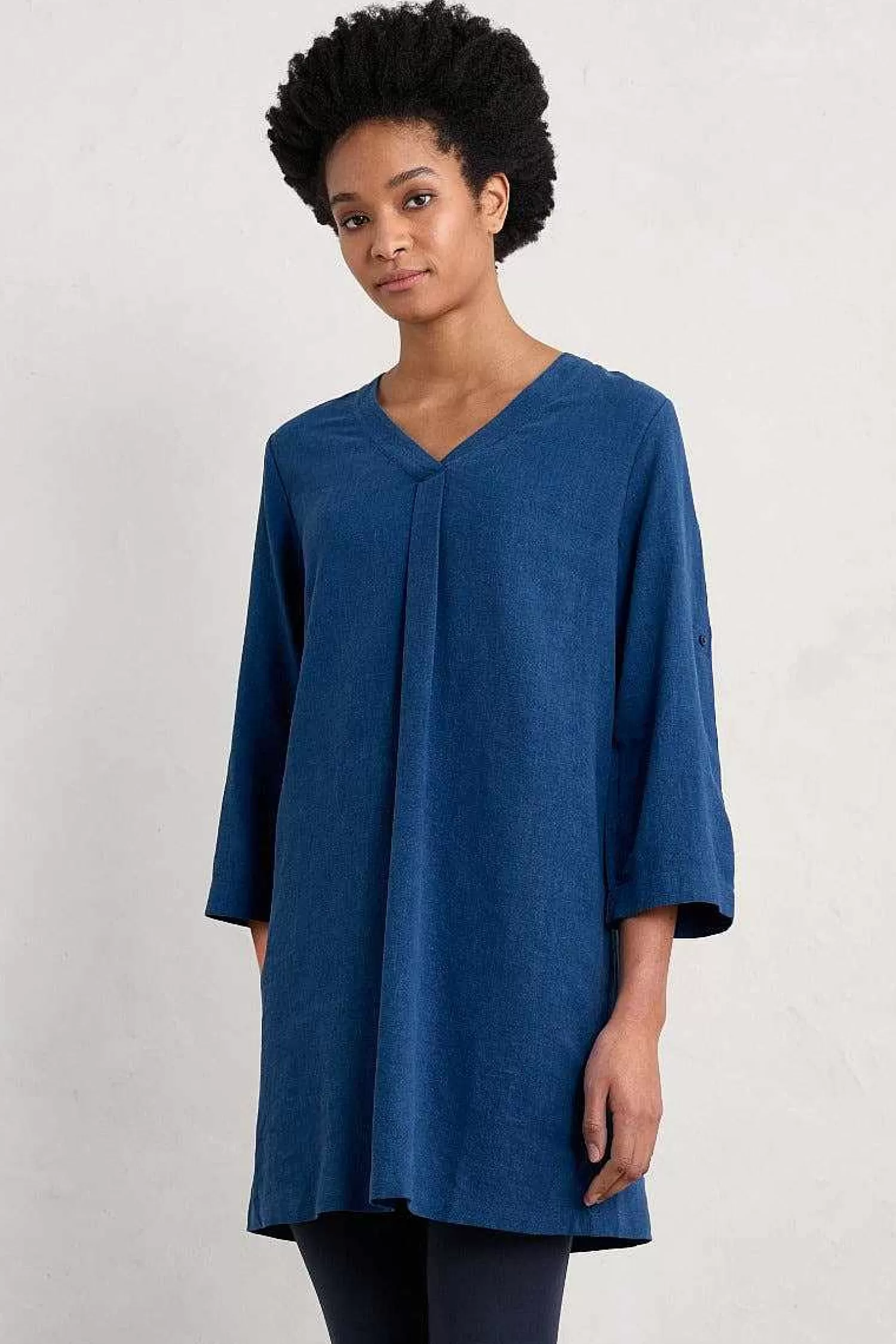 Women Seasalt Cornwall Brittlestar V-Neck Linen Blend Tunic