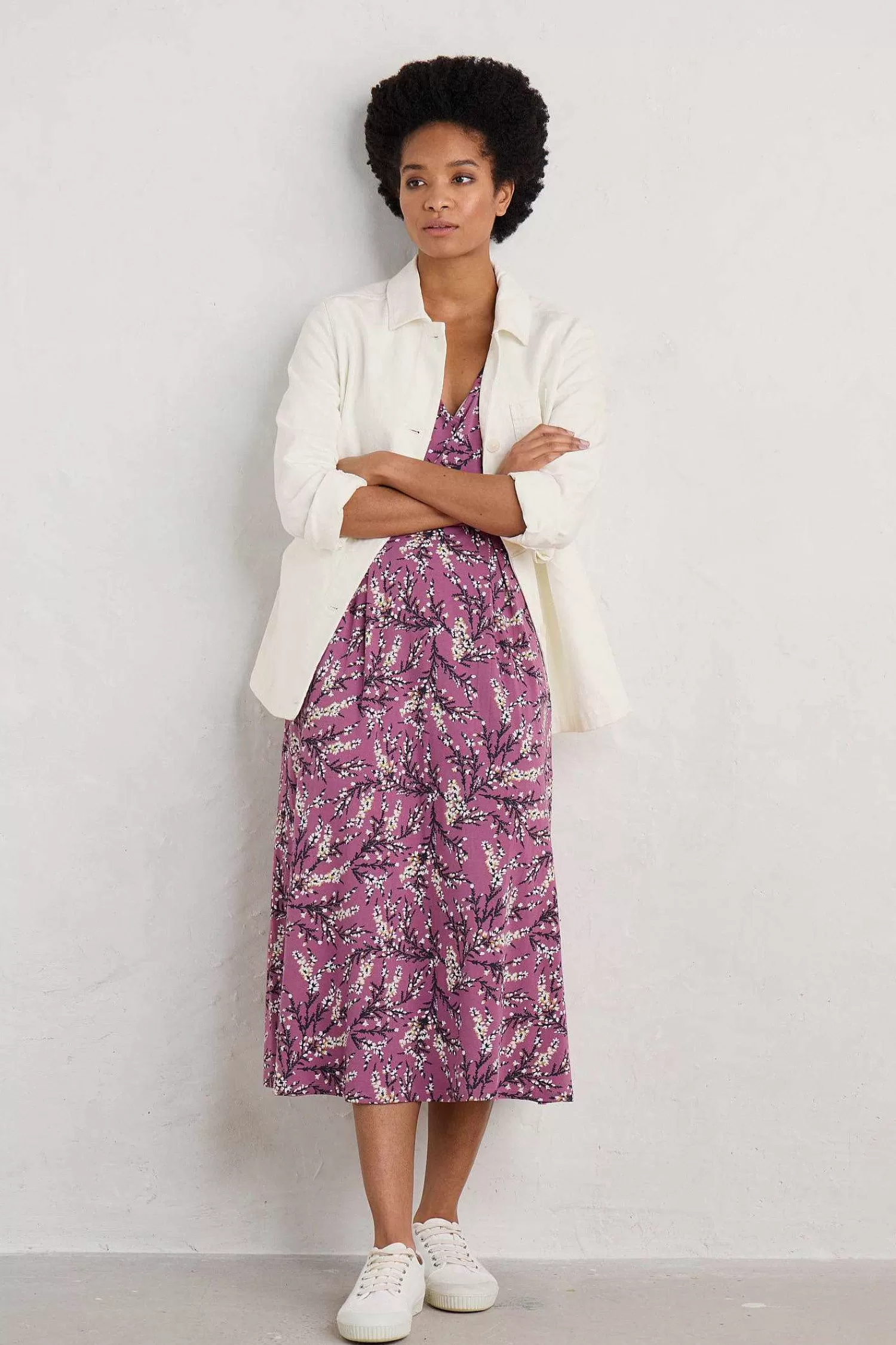 Women Seasalt Cornwall Helena V-Neck Jersey Midi Dress (Gots)