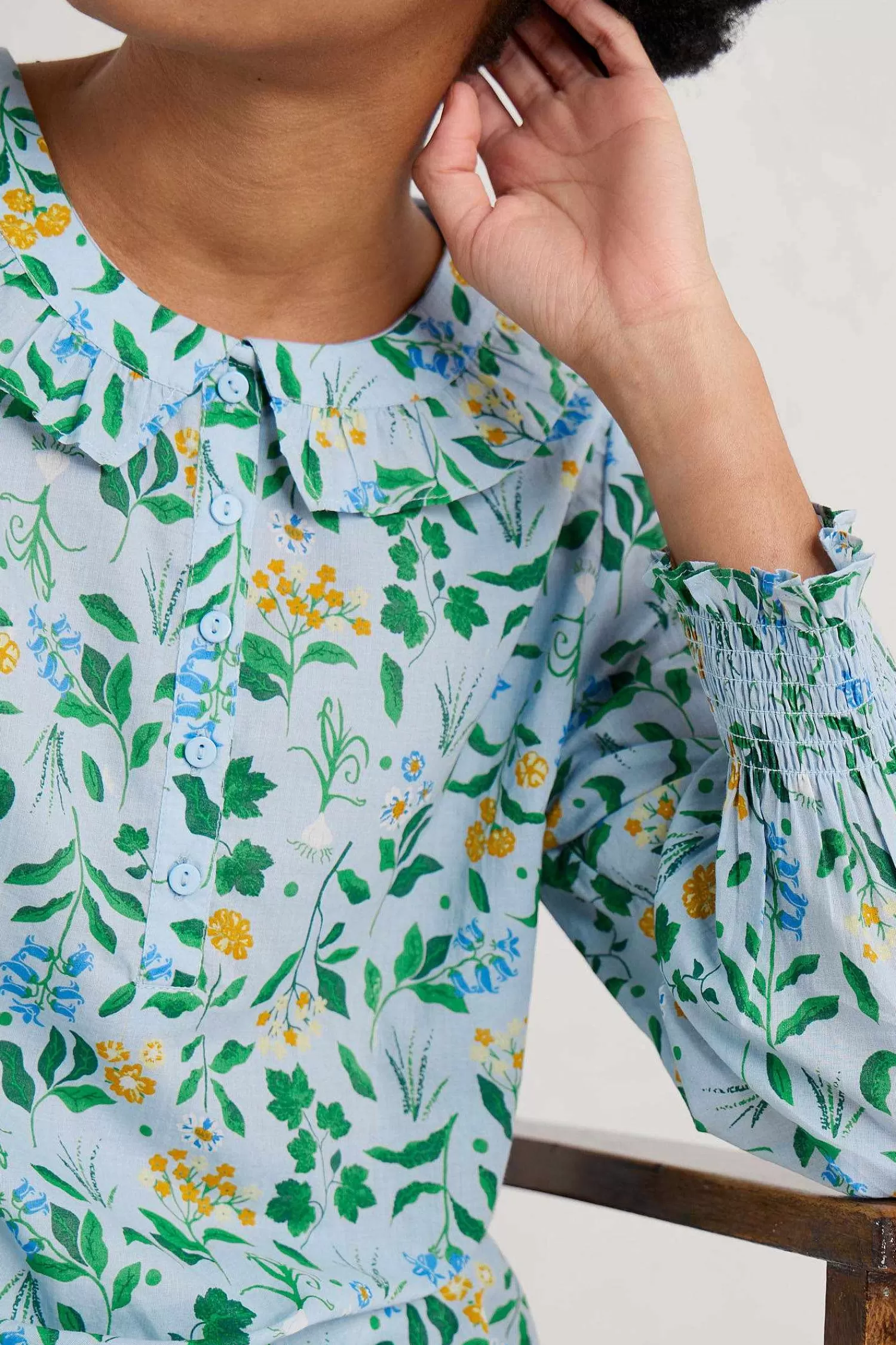 Women Seasalt Cornwall Last Leaf Printed Organic Cotton Top (Gots)