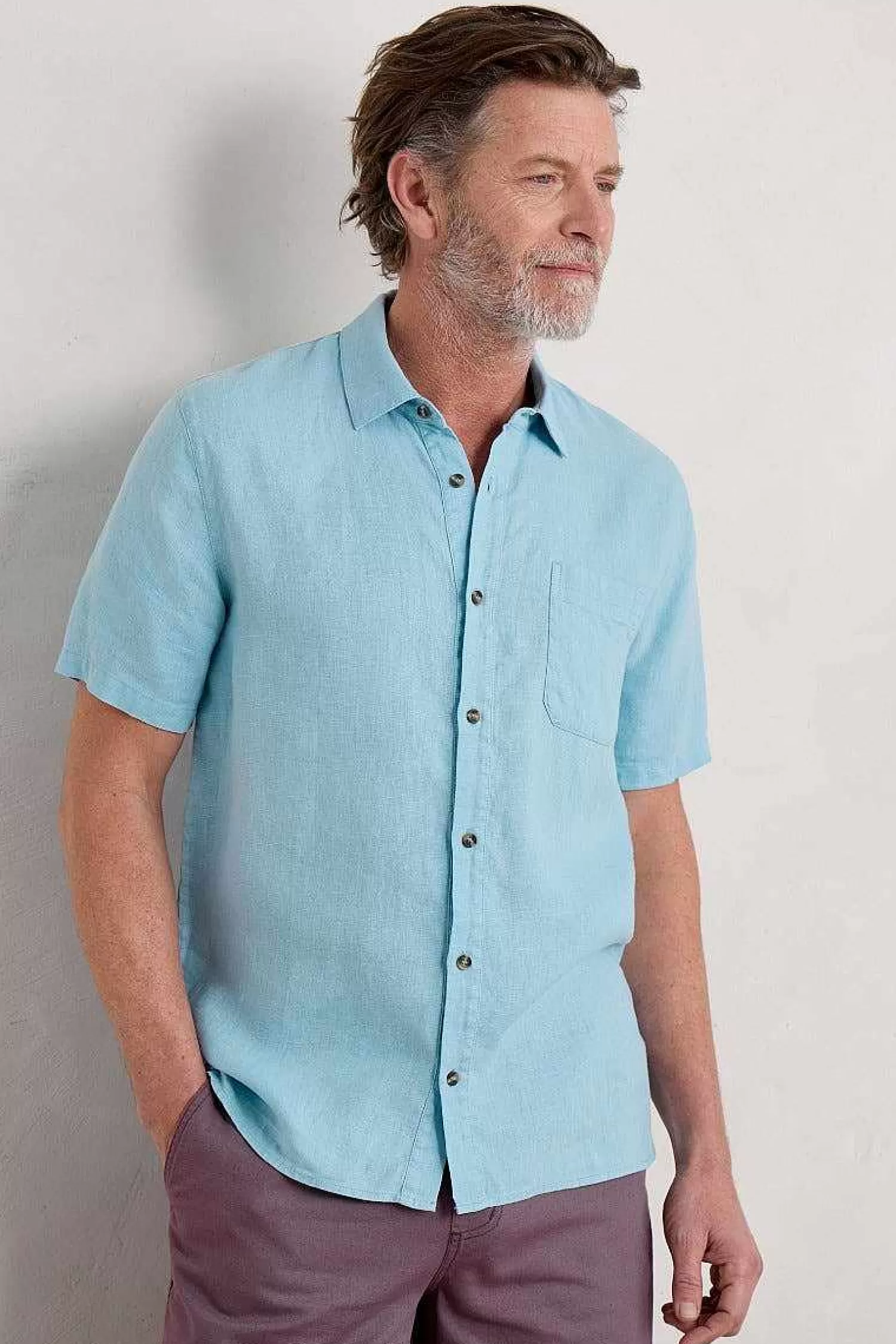 Men Seasalt Cornwall Men'S Carne Short Sleeve Linen Shirt