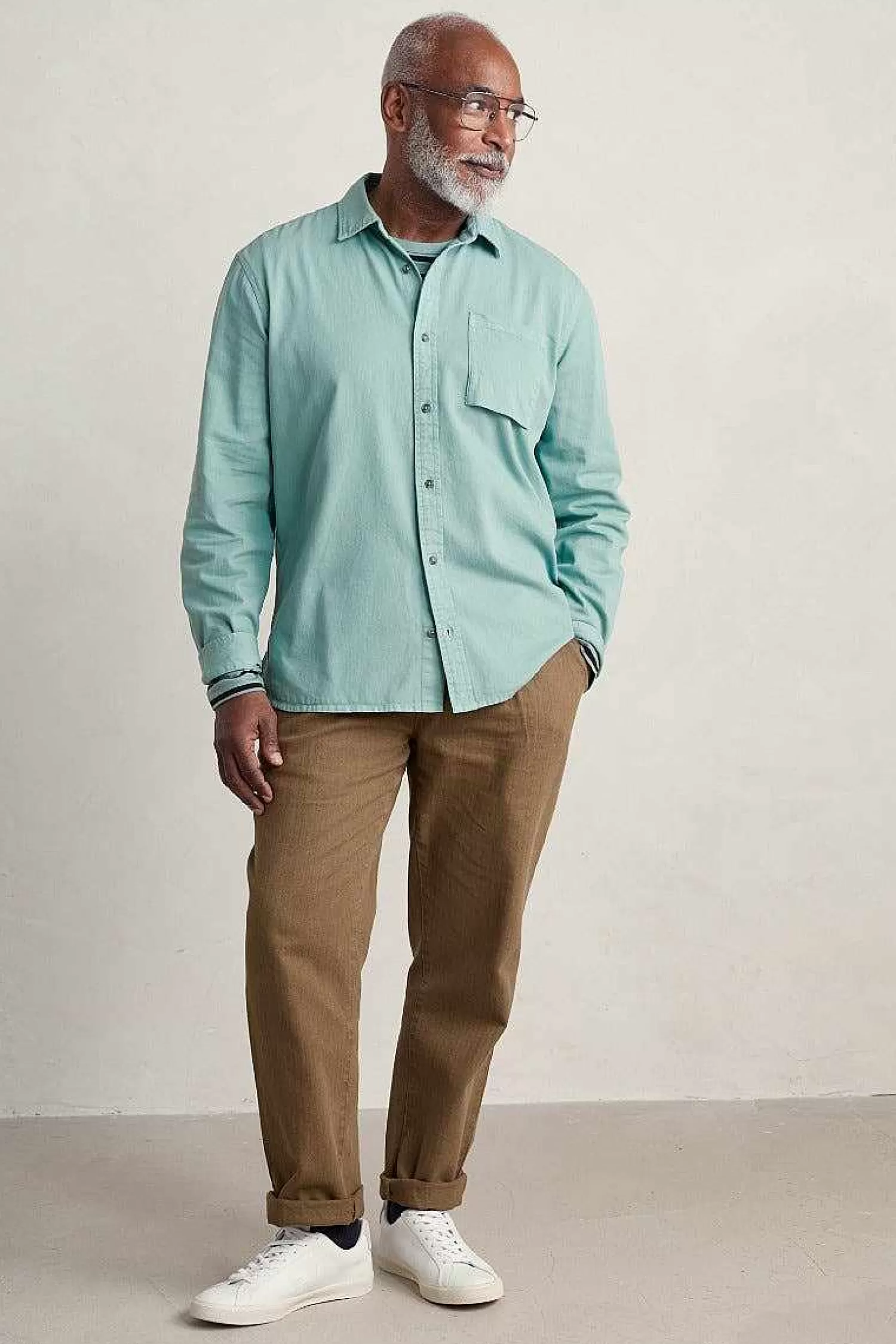Men Seasalt Cornwall Men'S Jackdaw Cotton Twill Shirt (Gots)