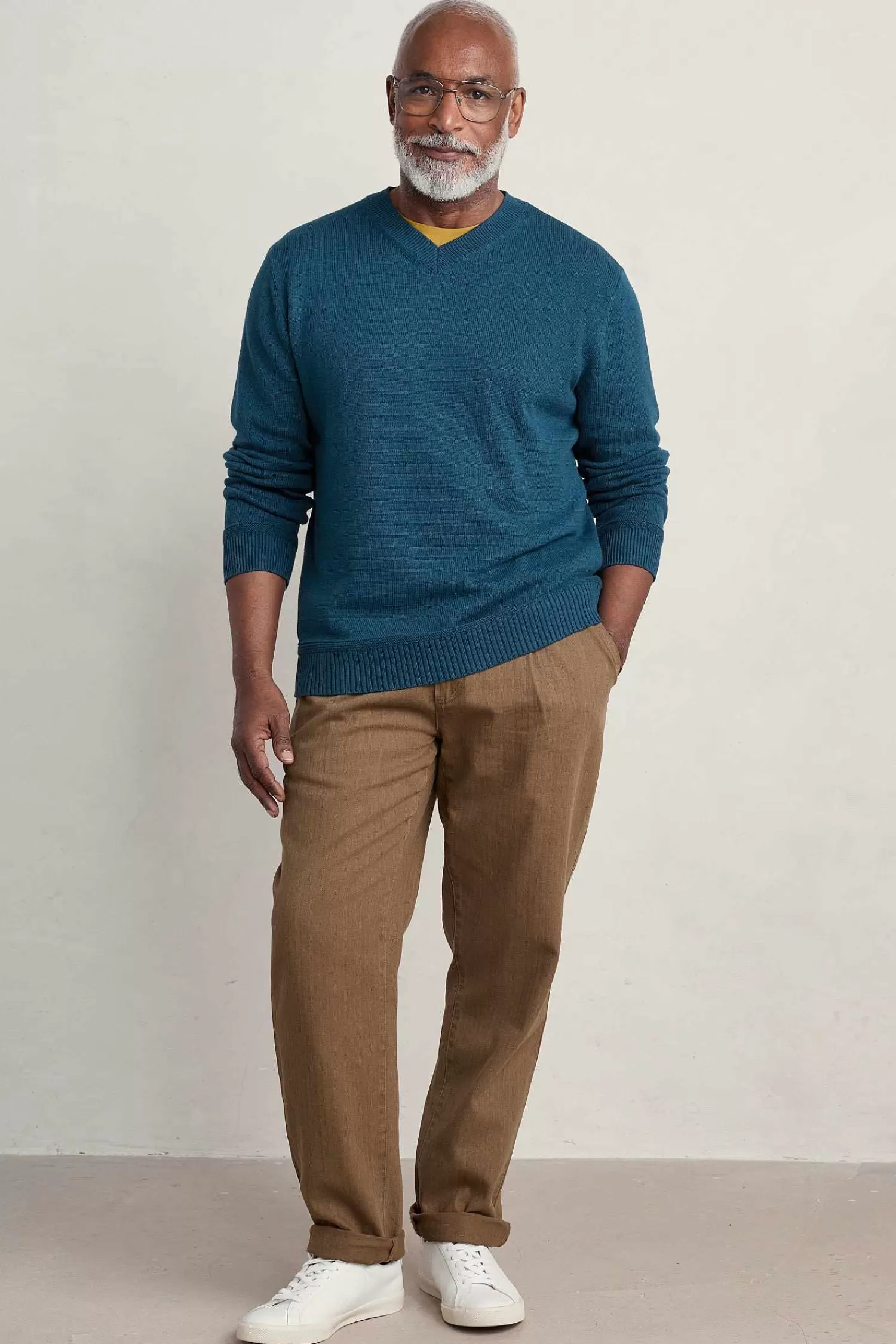 Men Seasalt Cornwall Men'S Mainbrace Organic Cotton V-Neck Jumper