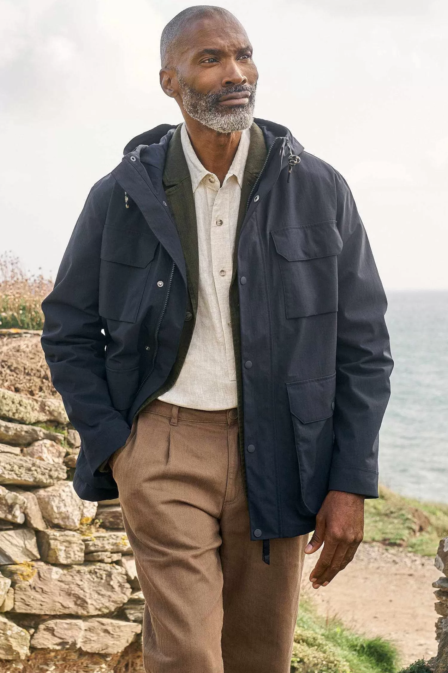Men Seasalt Cornwall Men'S Porthcurno Waterproof Jacket