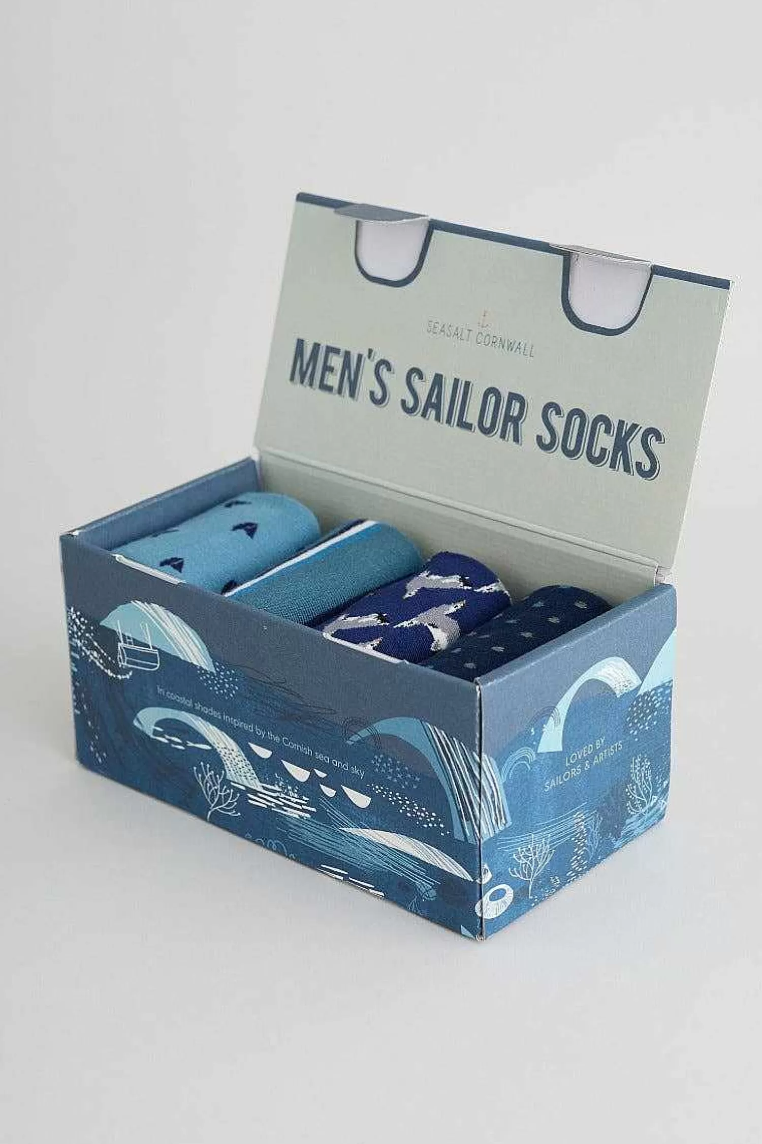 Men Seasalt Cornwall Men'S Step Into The Blue Socks Box Of 4